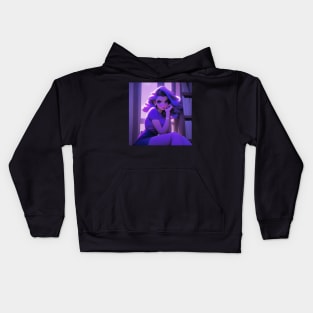 Gorgeous girl in purple aesthetic Kids Hoodie